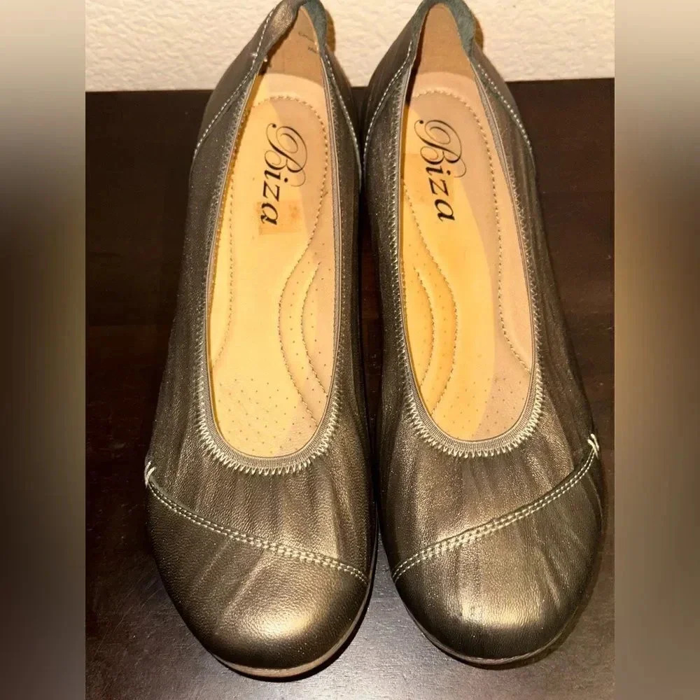 Biza Metallic Gray Ballet Flats - Women's Comfortable Loafers